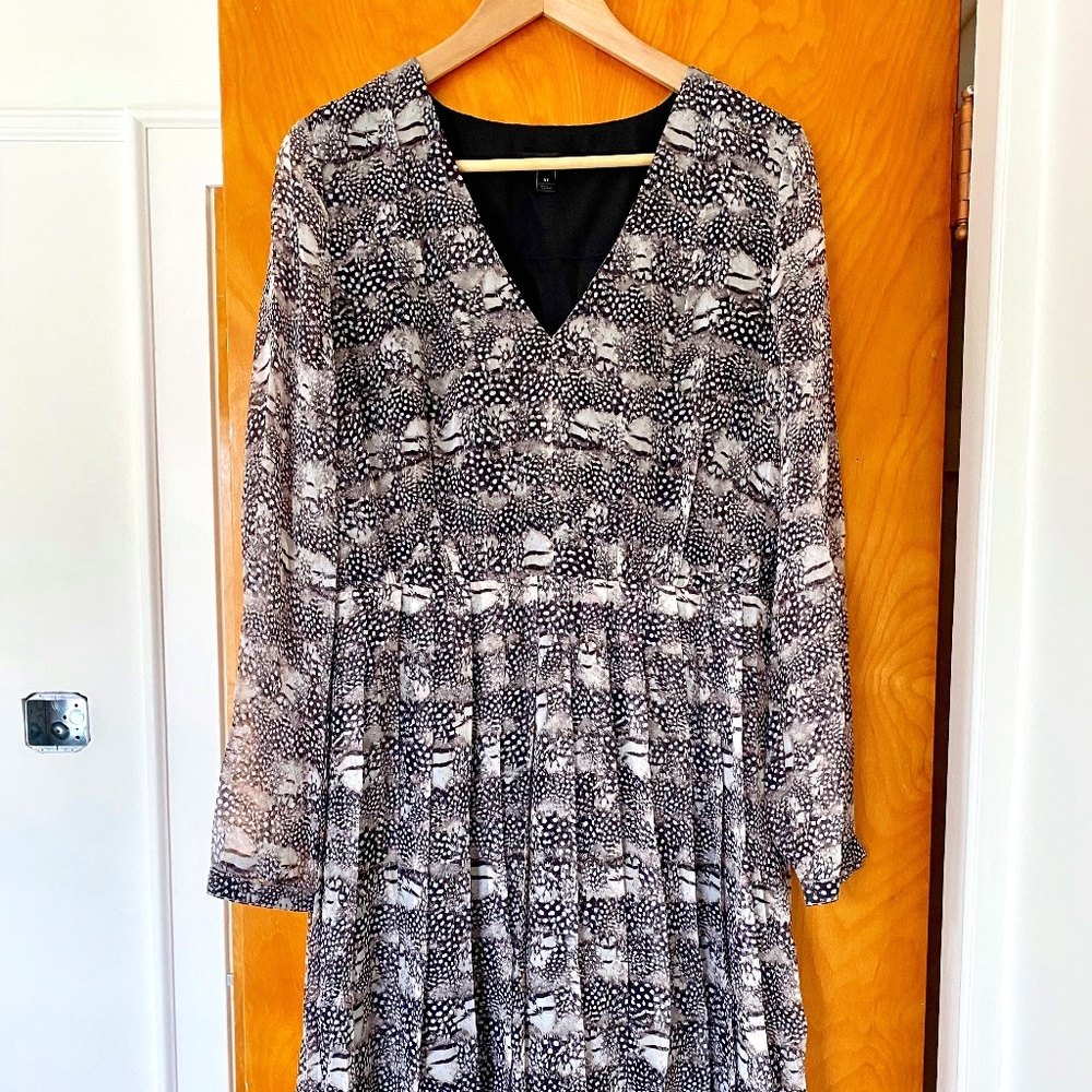 J. Crew Silk Dress with Feather Print - 8T